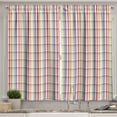 thumbnail image 1 of Ambesonne Fashion Kitchen Curtains, Rainbow Plaid Plain Back, 55"x45", Dark Coral Pale Lilac, 1 of 3