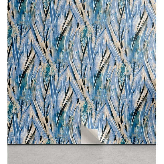 Ambesonne Fashion Peel & Stick Wallpaper for Home, Watercolor Spots Grunge, 13"x36", Sky Blue and Pale Salmon