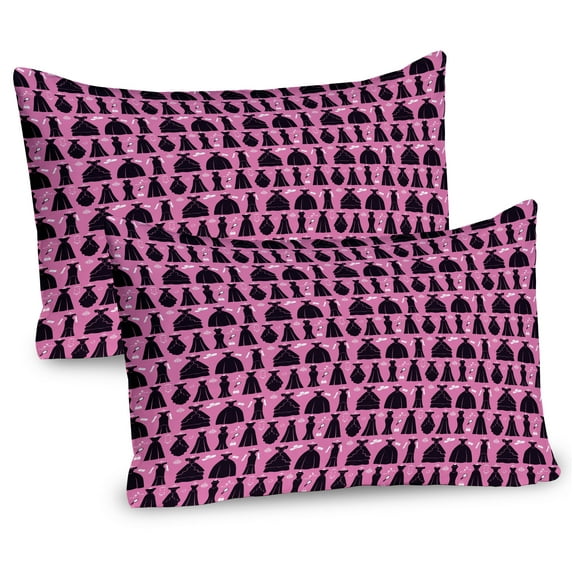 Ambesonne Fashion Pillow Sham 2 Pack, Cocktail Dresses Ball Gowns, 36"x20", Pink Dark Chestnut Brown
