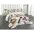 thumbnail image 1 of Ambesonne Fashion Quilted Bedspread Set 3 Pcs, Cosmetics Make up Theme, Queen Size, Multicolor, 1 of 4