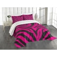 thumbnail image 1 of Ambesonne Fashion Quilted Bedspread Set 3 Pcs, Modern Tiger Skin Pattern, Queen Size, Magenta Black, 1 of 5