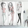 thumbnail image 1 of Ambesonne Fashion Shower Curtain, Cartoon Teenagers, 69"Wx70"L, Pale Pink White Black, 1 of 5