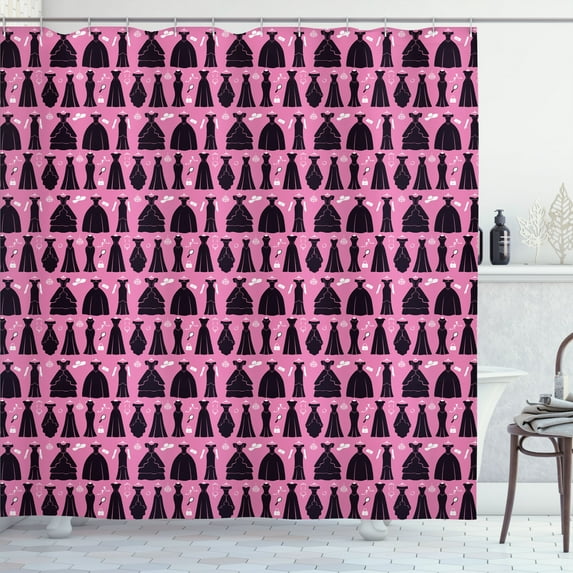 Ambesonne Fashion Shower Curtain, Cocktail Dresses Ball Gowns, 69"Wx84"L, Pink Dark Chestnut Brown