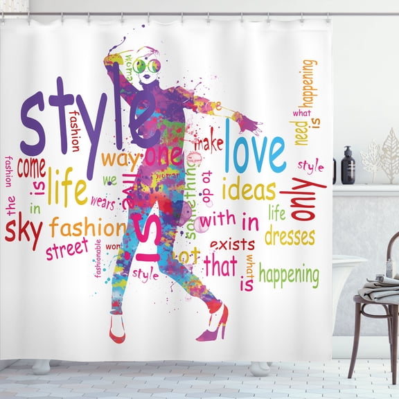 Ambesonne Fashion Shower Curtain, Woman Silhouette, 69"Wx84"L, Multicolor