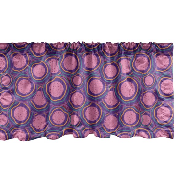 Ambesonne Fashion Valance Pack of 2, Cookie-Like Circles Lines, 42"X18", Pastel Pink Teal Blue
