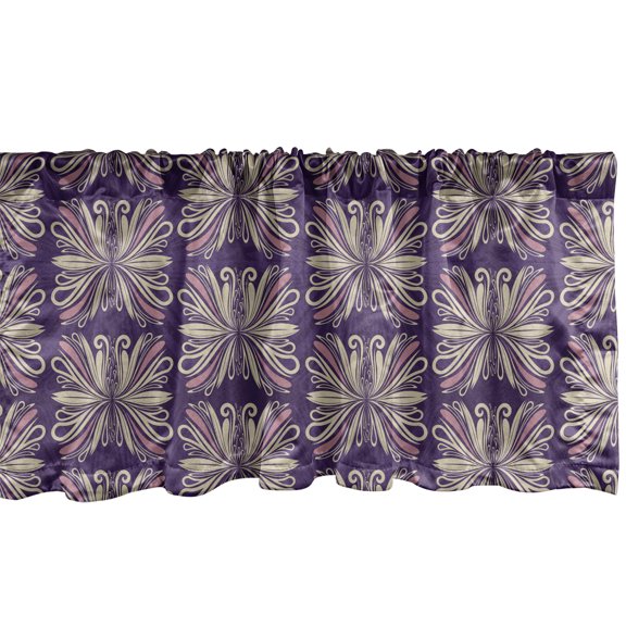 Ambesonne Fashion Valance Pack of 2, Flower-Like Blots Pattern, 42"X12", Dark Indigo Dried Rose