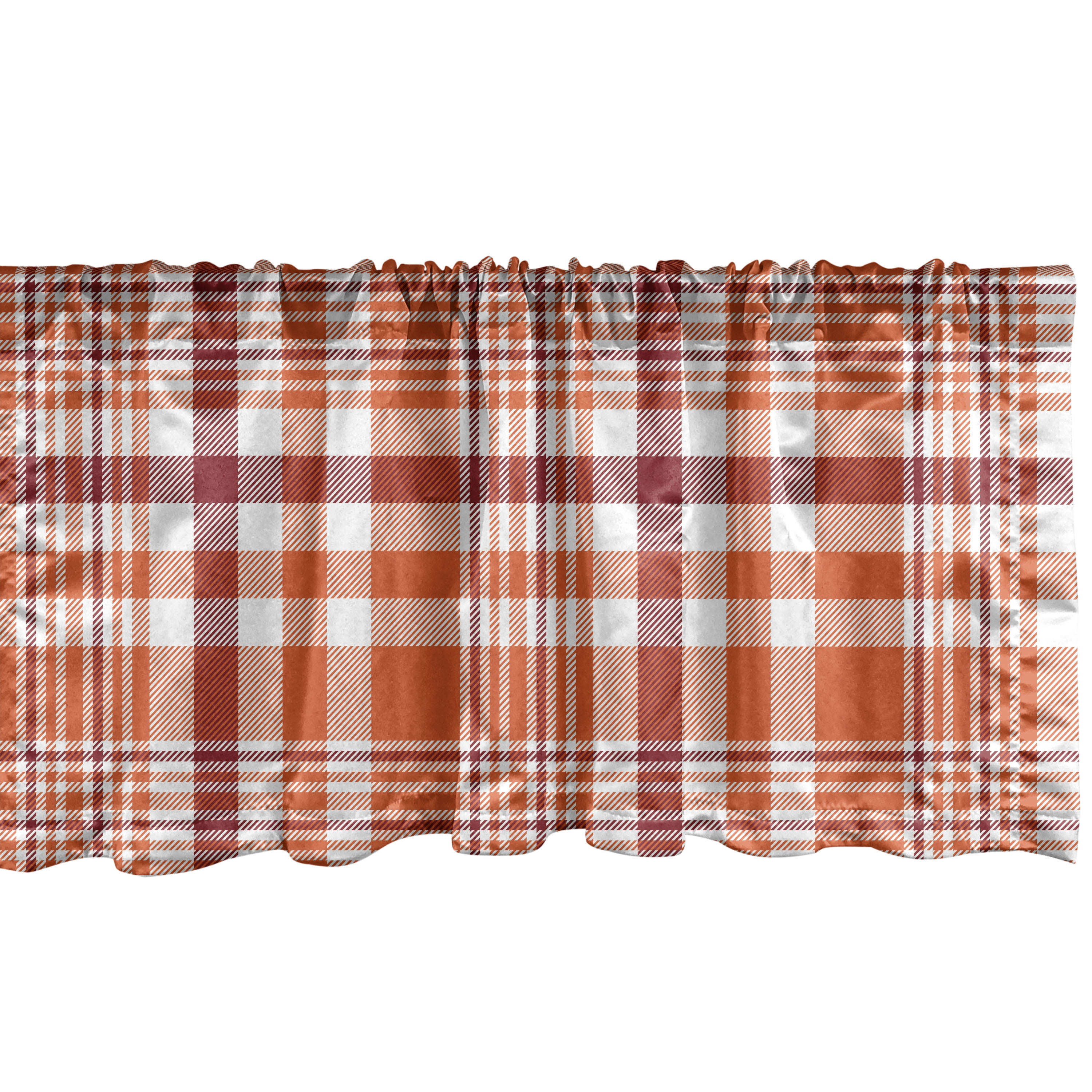 Burnt Orange Tan Striped Satin Rod Pocket Valance 54" x 12"