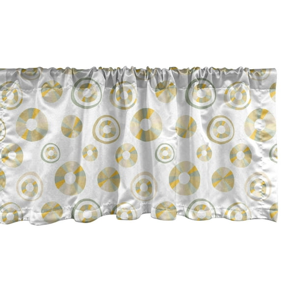 Ambesonne Fashion Valance Pack of 2, Vintage Colorful Circles, 54"X12", Earth Yellow Pale Camel