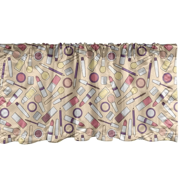 Ambesonne Fashion Window Valance, Women's Make Up Scenery, 54" X 18", Pale Peach and Multicolor