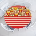 thumbnail image 1 of Ambesonne Fast Food Emoji Fitted Round Tablecloth, Hotdog Sandwich, 45"- 56" Diameter, Dark Pink Champagne, 1 of 1
