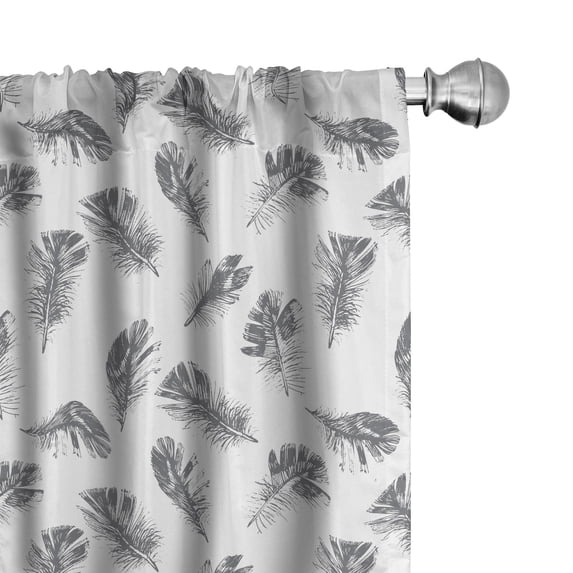 Ambesonne Feather 4-Panel Curtains, Fluffy Antique Plumage Art, 56"x95", Purpleblue and White