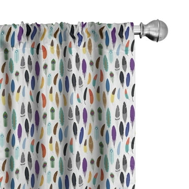 Ambesonne Feather Curtains, Aztec Culture Motifs, Pair of 28"x63", Multicolor