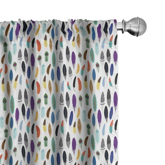 Ambesonne Feather Curtains, Aztec Culture Motifs, Pair of 28"x63", Multicolor