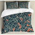 thumbnail image 1 of Ambesonne Feather Duvet Cover Set, Modern, 2-Calking, Black Scarlet Cream, 1 of 7