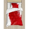 thumbnail image 1 of Ambesonne Feather Duvet Cover Sets, Ostrich Fluff Plume Photo, 2-Twin, Vermilion and White, 1 of 3