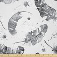 thumbnail image 1 of Ambesonne Feather Fabric by the Yard Microfiber, Native Style Quills Grunge, 5 Yards, Dark Grey and White, 1 of 4