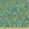 thumbnail image 1 of Ambesonne Feather Fabric by the Yard Upholstery, Peafowl Bohemian Design, 2 Yards, Jade Green Caramel Blue, 1 of 4