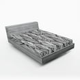thumbnail image 1 of Ambesonne Feather Fitted Sheet, Monochrome Outline, Full Size, Charcoal Grey White, 1 of 3
