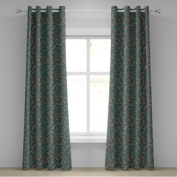 Ambesonne Feather Grommet Curtain, Modern, 50" x 108", Black Scarlet Cream