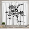 thumbnail image 1 of Ambesonne Feather Kitchen Curtains, Abstract Phoenix Design, 55"x39", Black and White, 1 of 3
