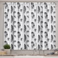 thumbnail image 1 of Ambesonne Feather Kitchen Curtains, Grunge Geometric Gothic, 55"x45", Pale Grey Black White, 1 of 3