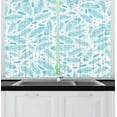 thumbnail image 1 of Ambesonne Feather Kitchen Curtains, Pattern of Quills and Sun, 55"x39", Pale Blue and White, 1 of 2
