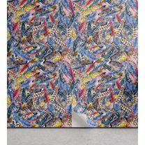 Ambesonne Feather Pattern Peel & Stick Wallpaper for Home, Colorful Fuzz Print, 13"x36", Dark Lavender Multicolor