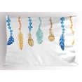 thumbnail image 1 of Ambesonne Feather Pillow Sham, Colorful Bird Design, 36" X 20", Pale Orange Blue Seafoam, 1 of 2