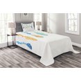 thumbnail image 1 of Ambesonne Feather Quilted Bedspread Set 2 Pcs, Colorful Bird Design, Twin Size, Pale Orange Blue Seafoam, 1 of 3
