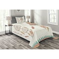 thumbnail image 1 of Ambesonne Feather Quilted Bedspread Set 2 Pcs, Tribal Chief Headdress, Twin Size, Dark Coral Sand Brown, 1 of 4