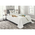 thumbnail image 1 of Ambesonne Feather Quilted Bedspread Set 2 Pcs, Watercolor, Twin Size, Brown Blue Grey, 1 of 4