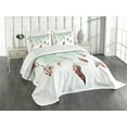 thumbnail image 1 of Ambesonne Feather Quilted Bedspread Set 3 Pcs, Dreamcathcer Tradition, King Size, Mint Green Brown, 1 of 5