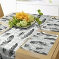 thumbnail image 1 of Ambesonne Feather Table Runner & Placemats, Grunge Geometric Gothic, Placemat 4 pcs + Runner 12"x72", Pale Grey Black White, 1 of 2