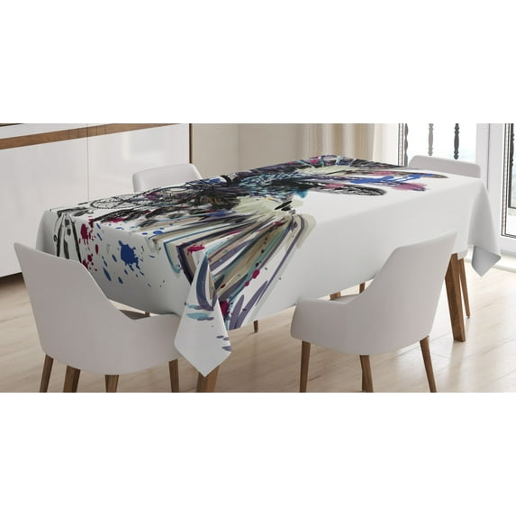 Ambesonne Feather Tablecloth Rectangular Table Cover, Boho Fashion Theme, 60"x90", Multicolor