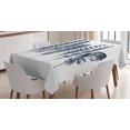 thumbnail image 1 of Ambesonne Feather Tablecloth Rectangular Table Cover, Tribal Sketch Motifs, 60"x90", Dark Blue and White, 1 of 4