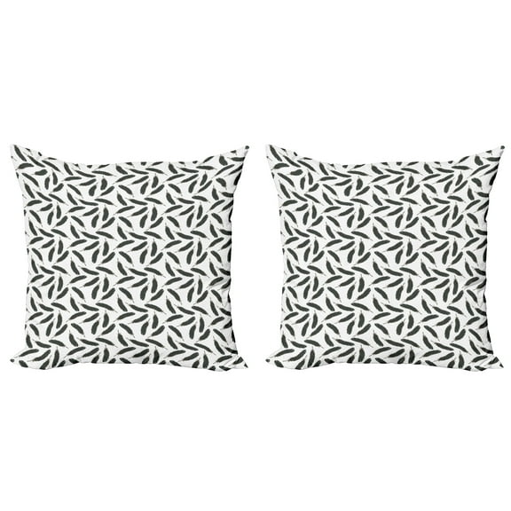Ambesonne Feather Throw Pillow Cover 2 Pack, Delicate Repetitive Plumage, 20", Grey Teal and White