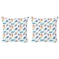 thumbnail image 1 of Ambesonne Feather Throw Pillow Cover 2 Pack, Watercolor Bird Feather, 20", Multicolor, 1 of 2