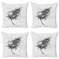 thumbnail image 1 of Ambesonne Feather Throw Pillow Cover 4 Pack, Doodle Style Plumage Boho, 18", Charcoal Grey White, 1 of 2
