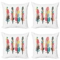 thumbnail image 1 of Ambesonne Feather Throw Pillow Cover 4 Pack, Tribal Prehistoric Boho Plume, 16", Multicolor, 1 of 2