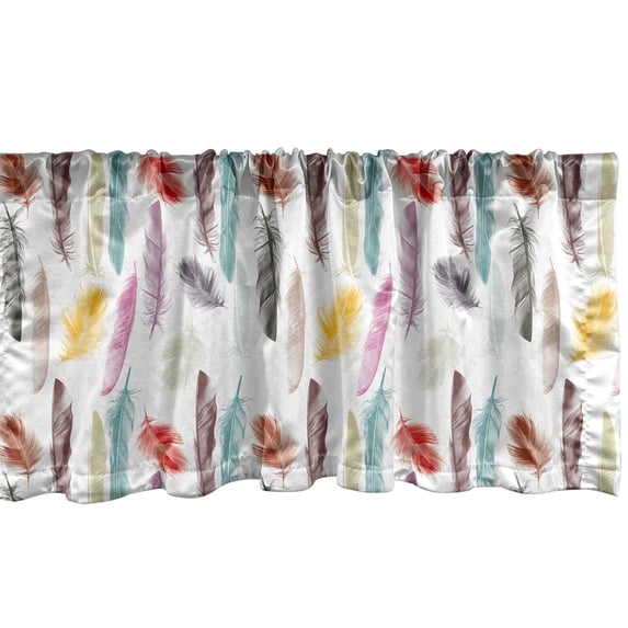 Ambesonne Feather Window Valance, Colorful Plumage of Bird, 54" X 12", Multicolor