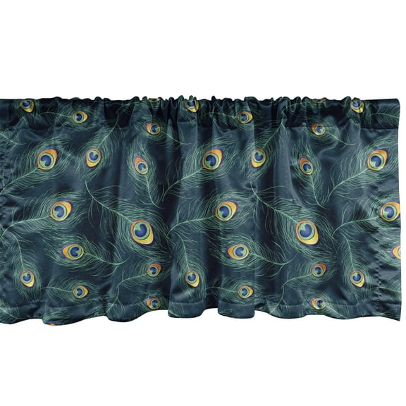 Ambesonne Feather Window Valance, Exotic Peacock Design, 42" x 12", Multicolor