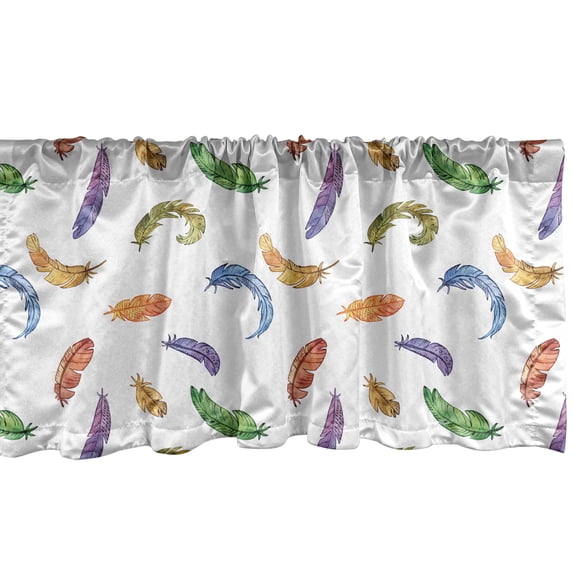 Ambesonne Feather Window Valance, Minimalist Romantic Plume, 54" X 18", Multicolor