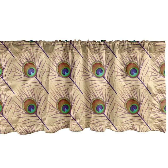 Ambesonne Feather Window Valance, Native Style Diagonal Fluff, 54" X 12", Pale Peach Multicolor