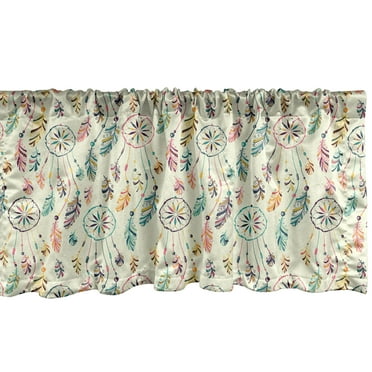 Ambesonne Feather Window Valance, Tribal Art Inspiration, 54" X 18", Multicolor