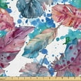 thumbnail image 1 of Ambesonne Feathers Fabric by the Yard Upholstery, Print of Modern Boho Motif, 3 Yards, Seafoam Pale Purple Blue, 1 of 5