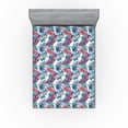 thumbnail image 1 of Ambesonne Feathers Fitted Sheet, Print of Modern Boho Motif, Queen Size, Seafoam Pale Purple Blue, 1 of 5