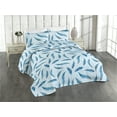 thumbnail image 1 of Ambesonne Feathers Quilted Bedspread Set 3 Pcs, Fuzz Pattern Winter Colors, Twin, Sea Blue Pale Azure Blue, 1 of 1
