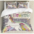 thumbnail image 1 of Ambesonne Feminine Duvet Cover Set, Believe in Your Dreams Say, Calking, Beige and Lilac, 1 of 3