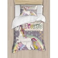 thumbnail image 1 of Ambesonne Feminine Duvet Cover Set, Believe in Your Dreams Say, Twin, Beige and Lilac, 1 of 3