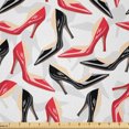 thumbnail image 1 of Ambesonne Feminine Fabric by the Yard Microfiber, Stiletto Shoes Female Art, 10 Yards, Scarlet Beige Black, 1 of 1